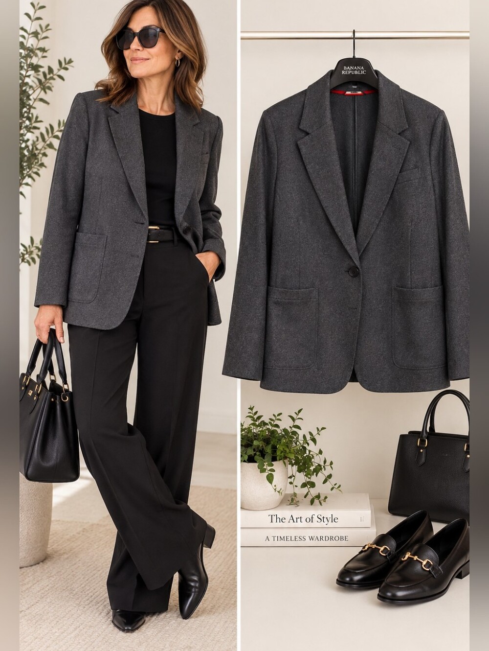 Banana Republic Wool Blend Blazer Size 18 Charcoal Gray Tailored Jacket